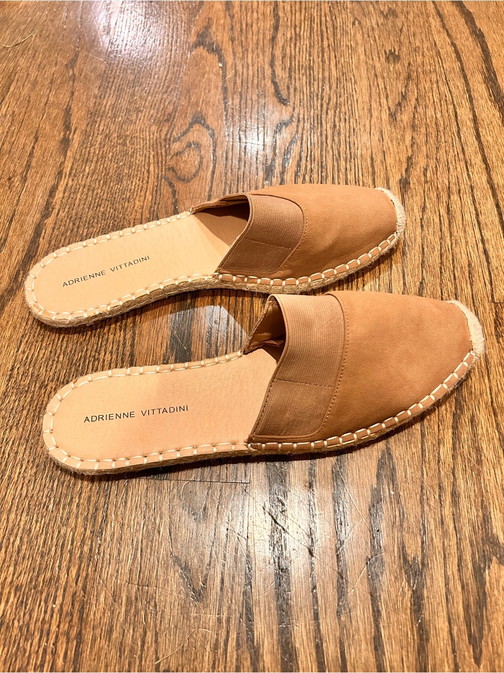 Adrienne Vittadini Tan Espadrille Slip-On Mules